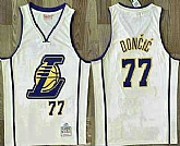 Men's Los Angeles Lakers #77 Luka Doncic Cream Throwback Swingman Jersey,baseball caps,new era cap wholesale,wholesale hats